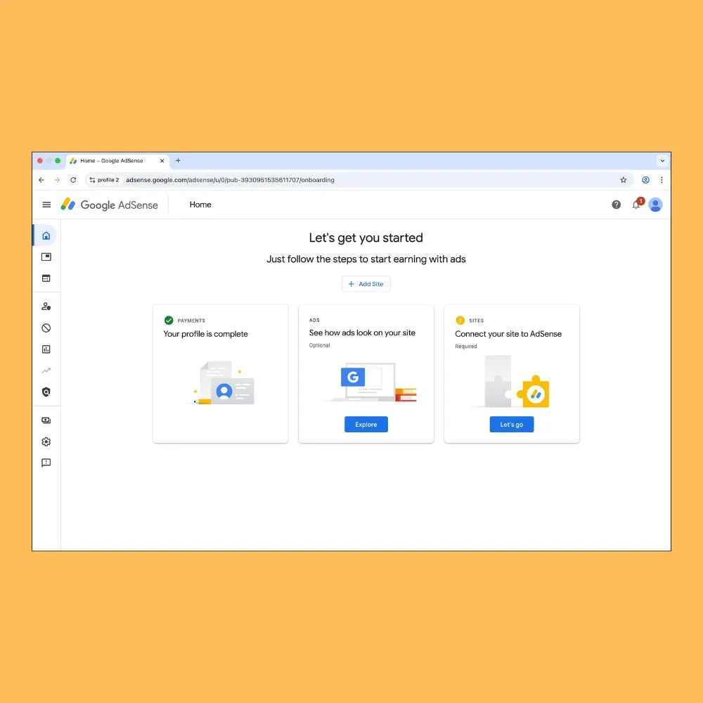 Green Tick Profile Adsense Account